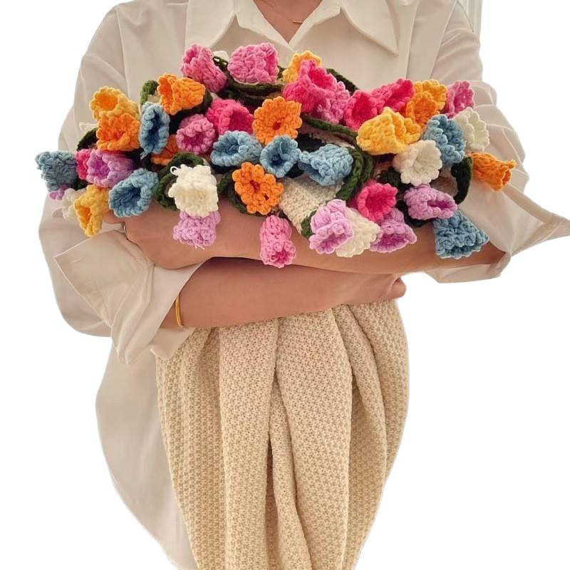 Lily of the Valley Blanket, Immortal Flower Nap Blanket, Pastoral Hand-Woven Lily of the Valley Blanket, Crocheted Bouquet Blanket, Finished Product