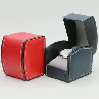 High-End Curved Leather Watch Box, Pebbled Pattern, Pull-String Watch Box, Single Flip-Top Mechanical Watch Packaging, Watch Box Storage