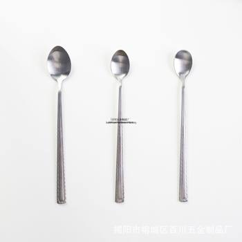 410 Stainless Steel Dining Spoon with Embossed Handle, Pointed Spoon for Home and Restaurant Use, Matte Seasoning Spoon, Long Stirring Spoon, Ice Spoon