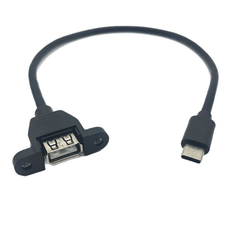 Type-C转USB母延长线带耳朵螺丝孔可固定 USB3.1转USB2.0母面板线
