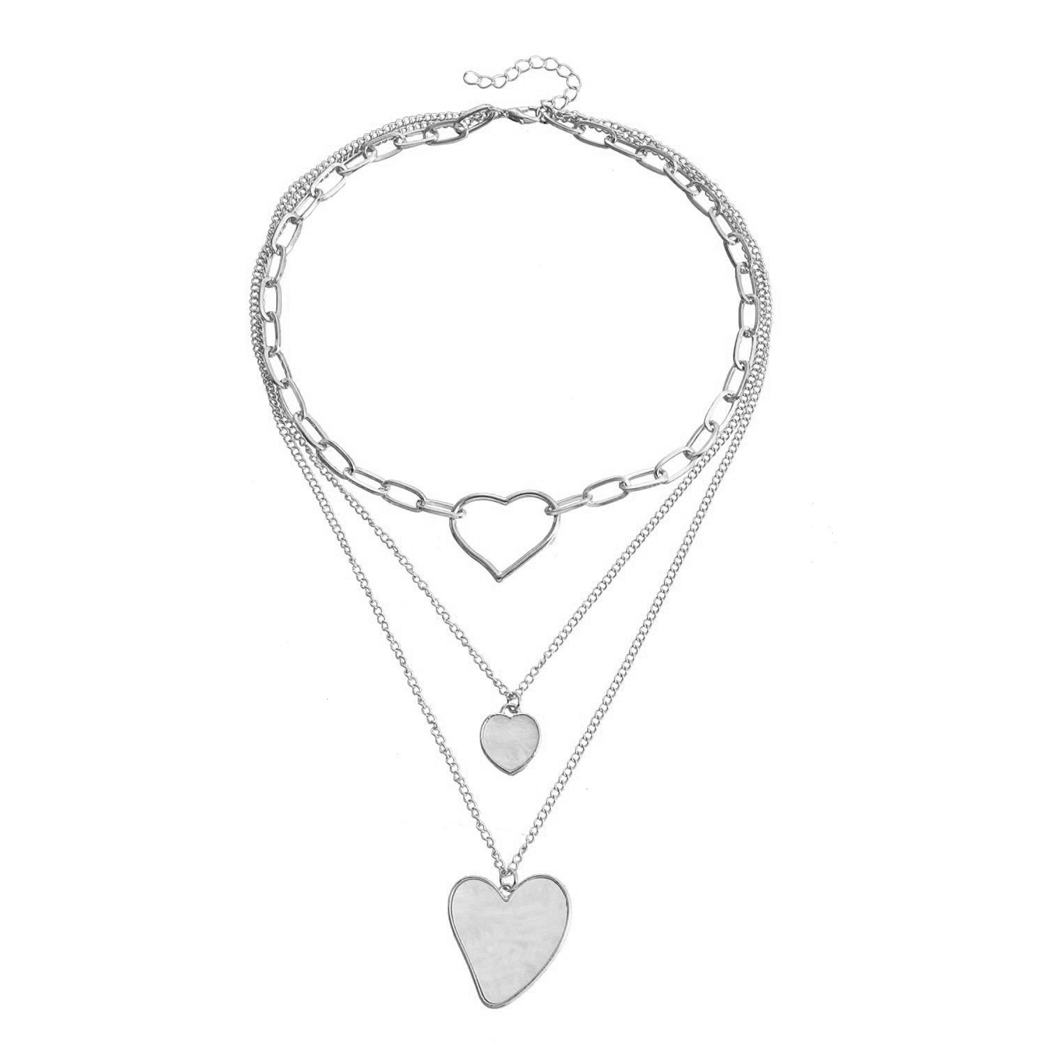 欧美跨境饰品 朋克锁骨链小众设计贝母项链女 潮流合金毛衣链项饰