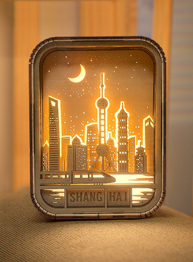 创意礼物居家装饰桌面摆件旅游纪念礼品卧室床头氛围小夜灯木雕灯