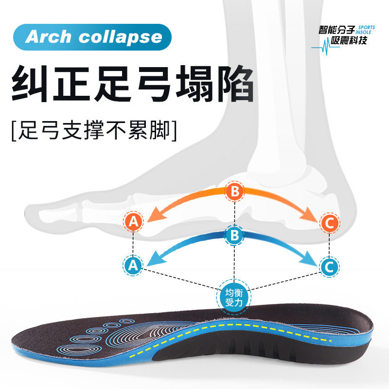 Foot arch pad physical correction insole support flat foot movement shock absorption foot valgus leg type special flat foot special