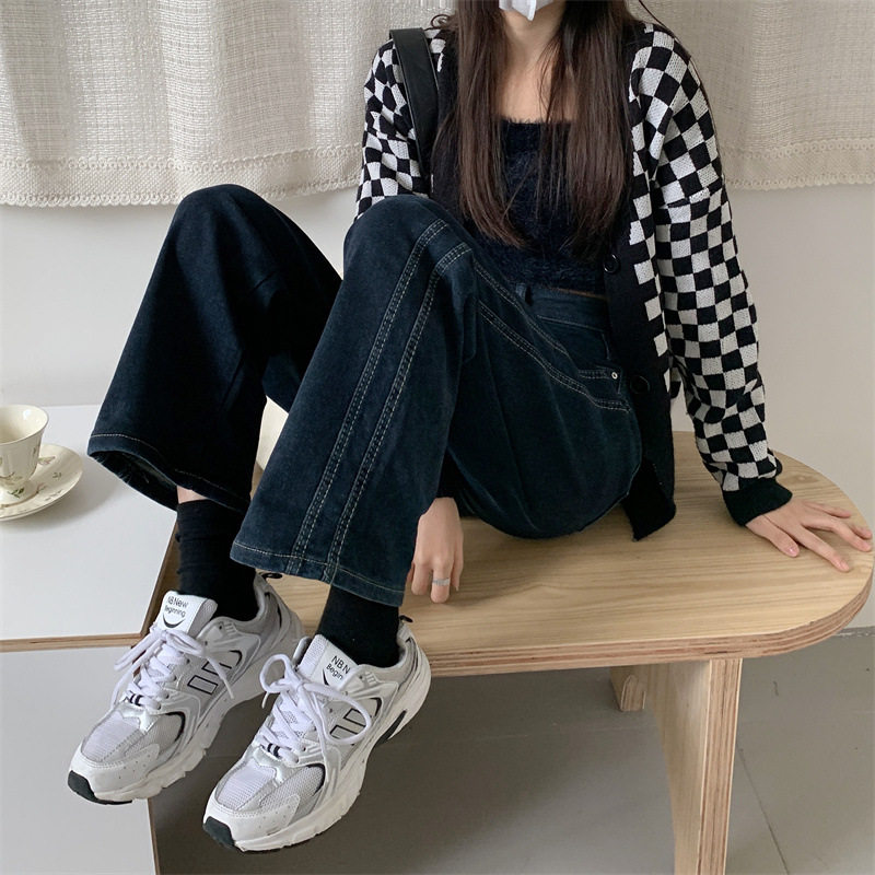 High Waisted Wide Leg Jeans Vintage Design Loose Fit Spring Fall Style Wholesale Womens Denim Trousers