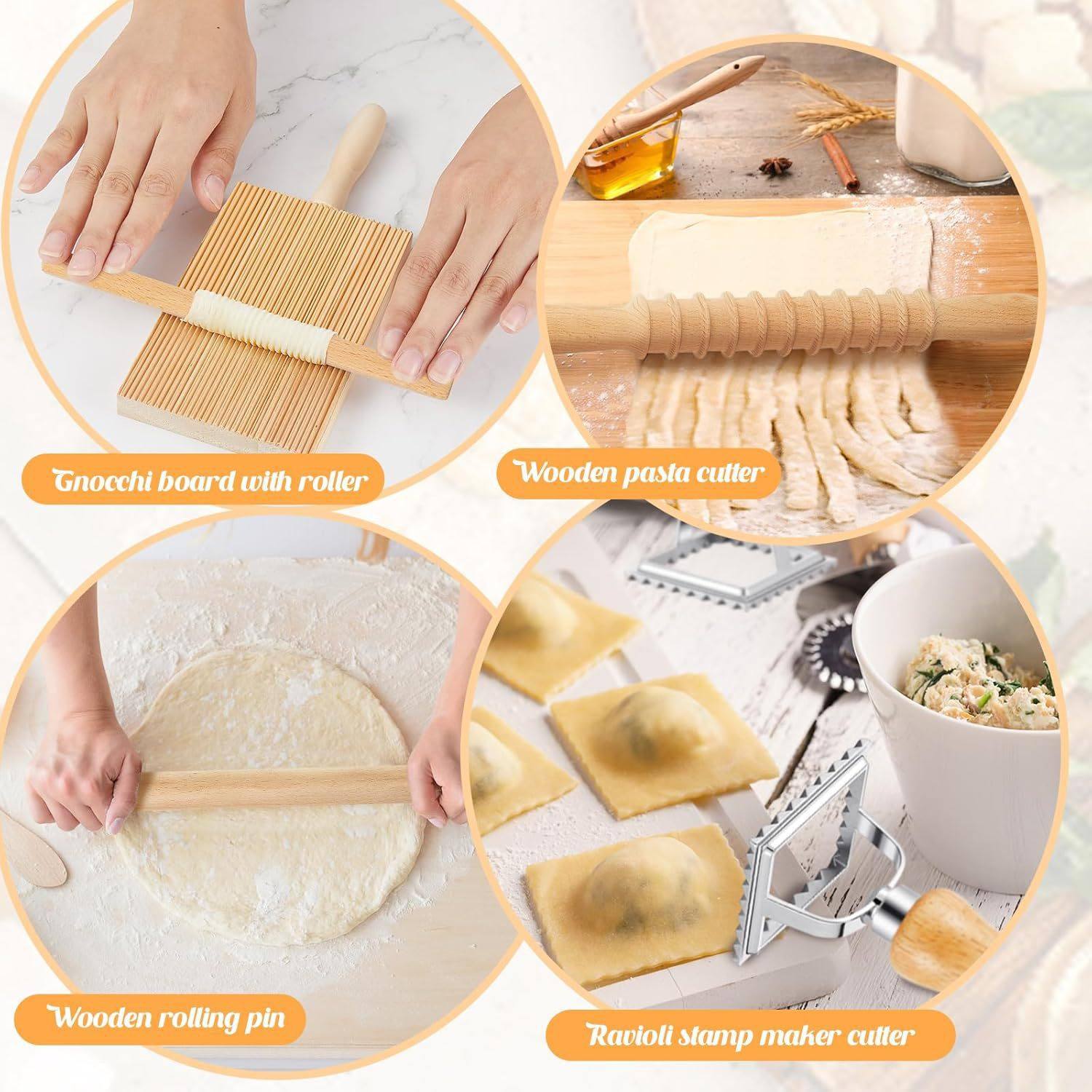 Cross-Border Noodle Board for Home Use, Noodle Rolling Tool, Pasta Rolling Pin, Italian Noodle Board, Spiral Pasta DIY Board