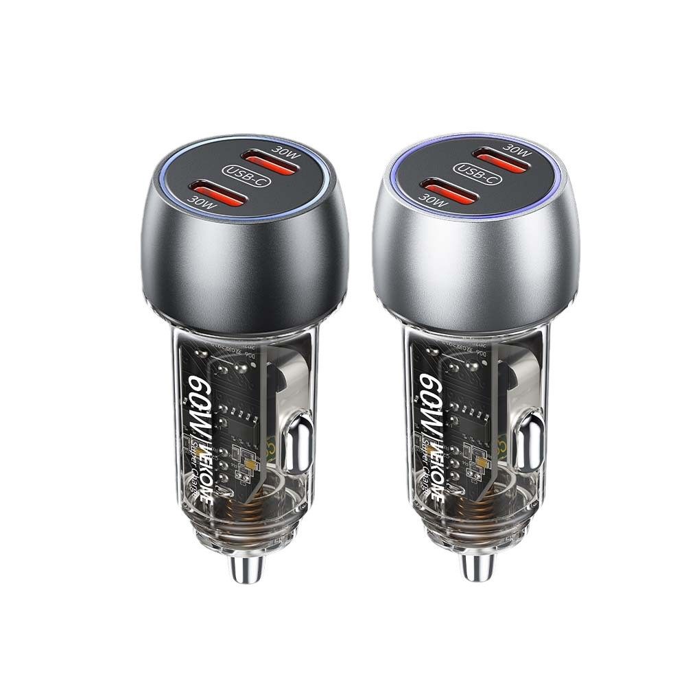 WEKOME. Jue 60W Transparent Double C Car Charger Transparent Industrial Punk Wind Car Charger C54