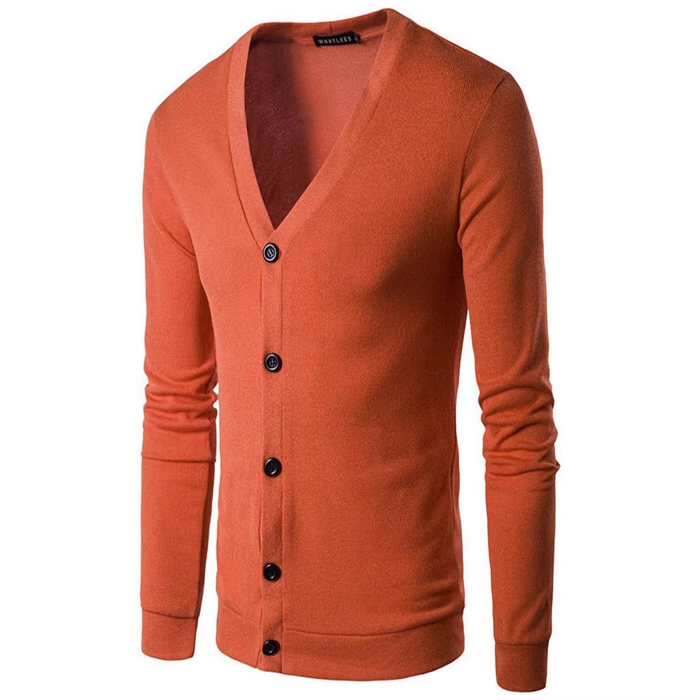 针织衫男款春秋新品休闲纯色男式针织开衫V领长袖毛衣男跨境现货