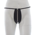 Patent Leather Thong with Chain and Elastic Waistband