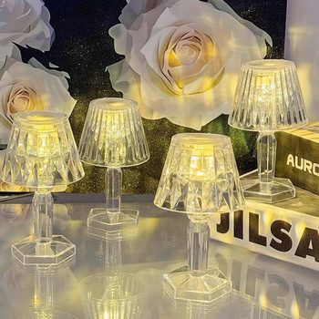 Ins-Style Small Table Lamp Led Ambient Light Bedroom Bedside Decoration Warm Light Projection Lamp Night Light with Adjustable Brightness