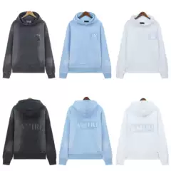 Washed Sweatshirt Amiri24S New Star Glitter Effect Embellished with Letter Print Heavy American Hoodie Autumn and Winter Style
