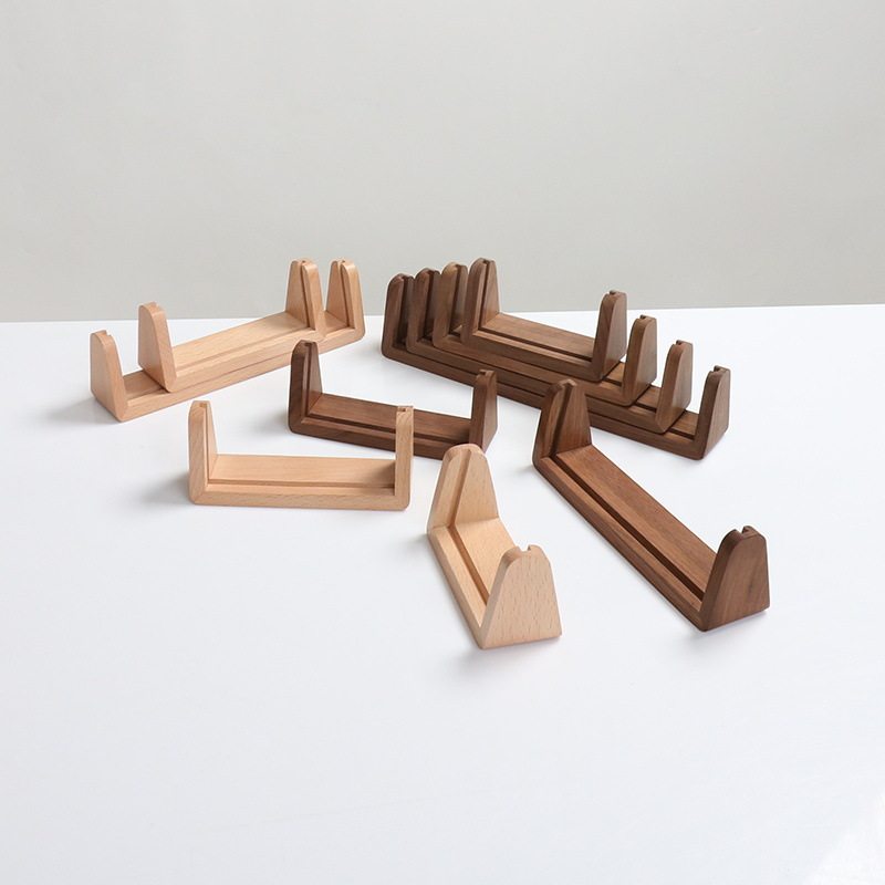 U-Shaped Solid Wood Base Acrylic Board Walnut Photo Frame Wooden Desktop Conference Sign Calendar Beech Dining Sign Display