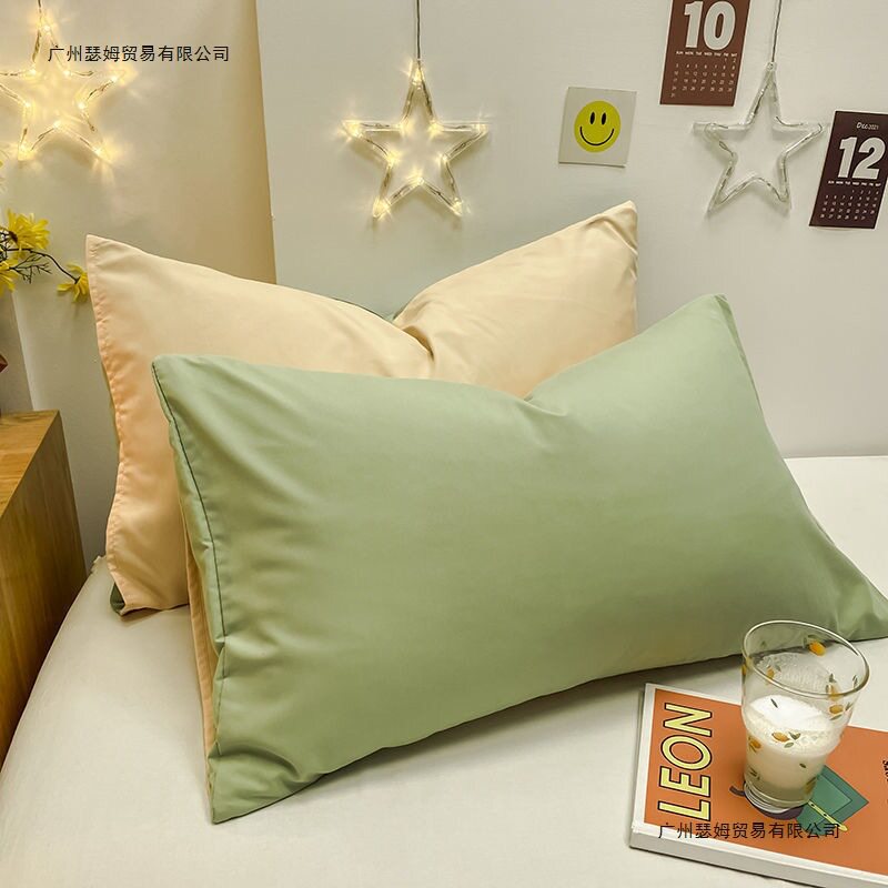 Winter New Solid Color Washed Cotton Brushed Pillowcases, Stain-Resistant, Set of Two, Ultra-Soft Plain Color Mix and Match