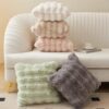 Autumn and Winter Internet celebrity fur pillow rabbit plush sofa bedroom square pillow Tuscan little red book Nordic style pillow