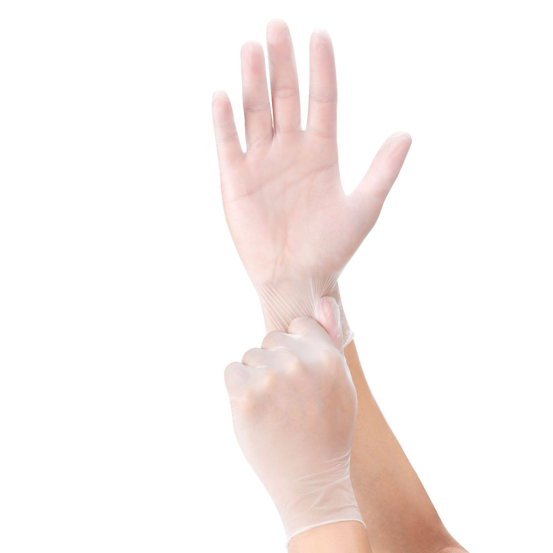 Disposable PVC Gloves Powder-free Food Grade Household and Commercial Thickened Wear-resistant Transparent Protective Gloves for Cross-border Hair