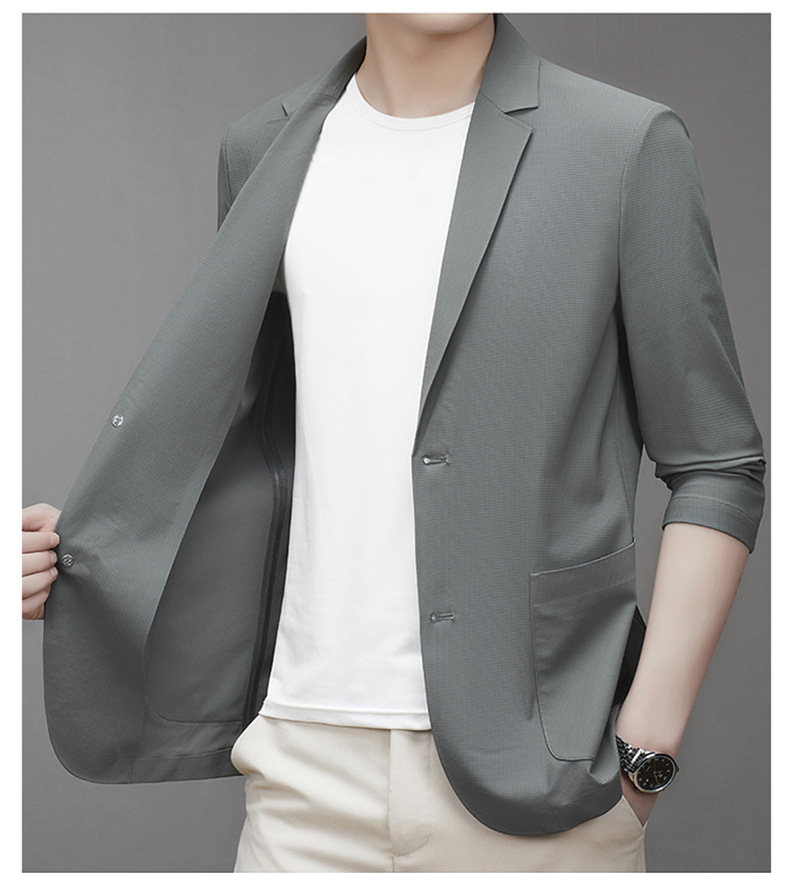 Áo vest nam chống nắng mỏng nhẹ dán keo liền mạch co giãn không cần ủi — Xanh lục xám, Màu đen, Xanh navy