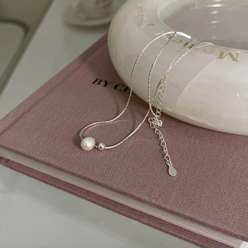 S925 Sterling Silver Natural Freshwater Pearl Necklace Women's Light Luxury Niche Design Necklace 2024 New Explosions High-end Sense