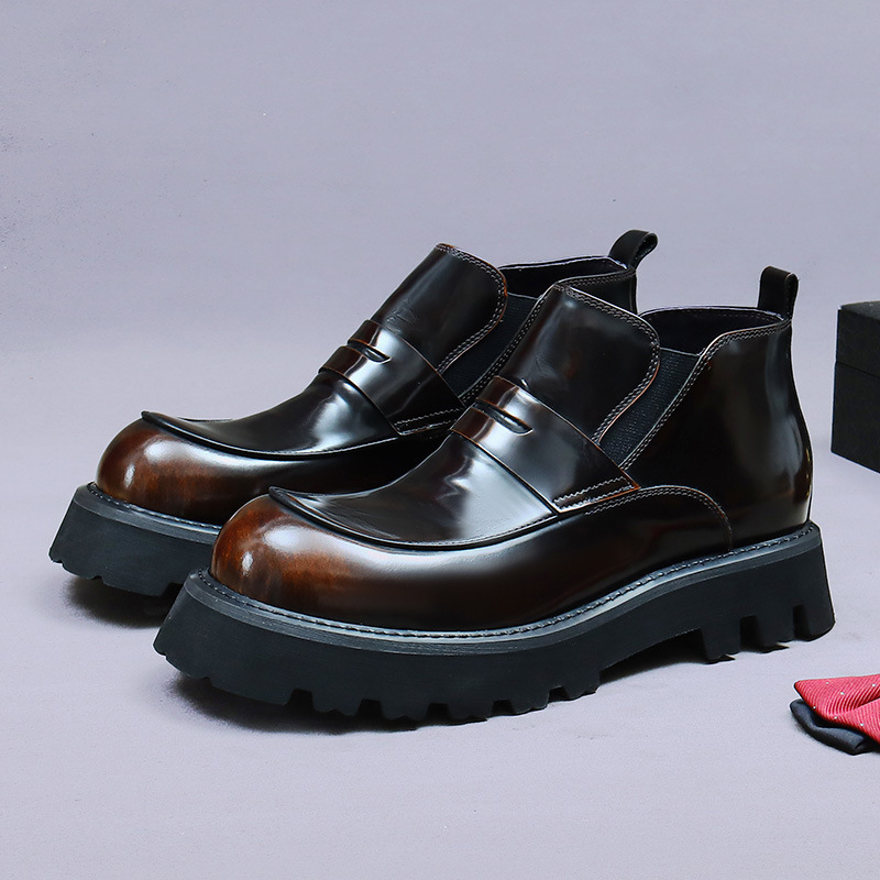 Giày Chelsea boot nam da bò thật cổ thấp dáng công sở — Màu nâu, Màu đen, Màu nâu cộng với nhung, Màu đen cộng với nhung