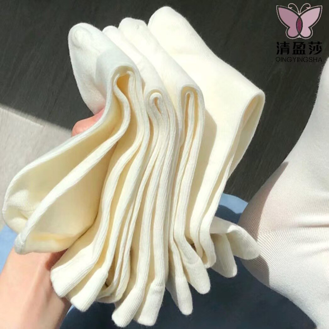 高颜值白袜子女士中筒夏季透气吸汗防臭薄款堆堆袜潮松口月子袜女