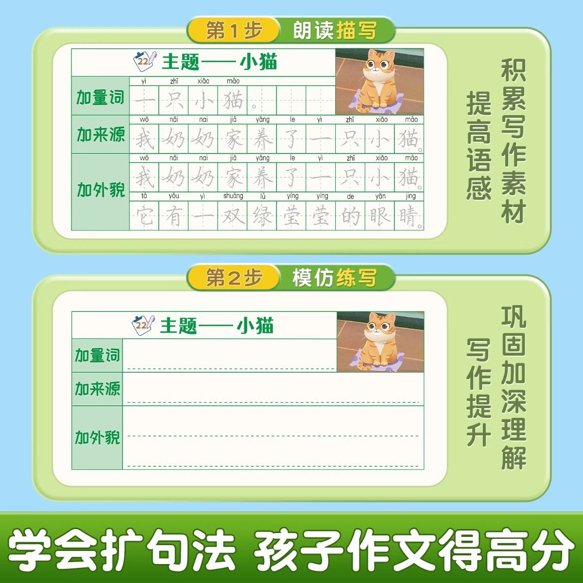 Liupingtang sentence expansion practice elementary school student guide sentence expansion training card daily sentence practice paper Chinese