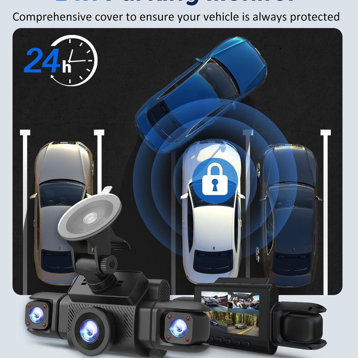 Cross-Border Rexing Four-Lens Driving Recorder Hd 1080P Wide-Angle Night Vision 4-Recording Camera Parking Monitoring