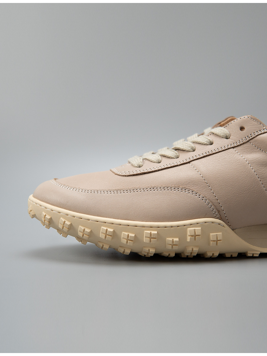 Giày sneaker nam da bò thật thủ công đế dày kiểu Forrest Gump — Màu trắng ngà