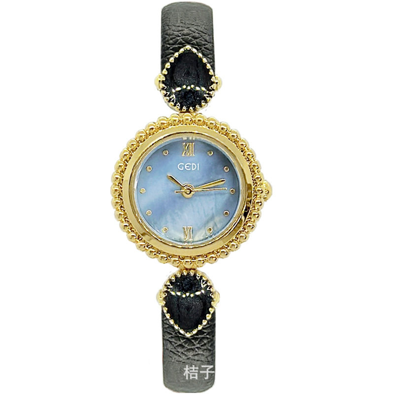 Goldie Gedi Light Luxury Women's Round Watch Explosive Vintage Antique Exquisite Small Quartz Watch 61014
