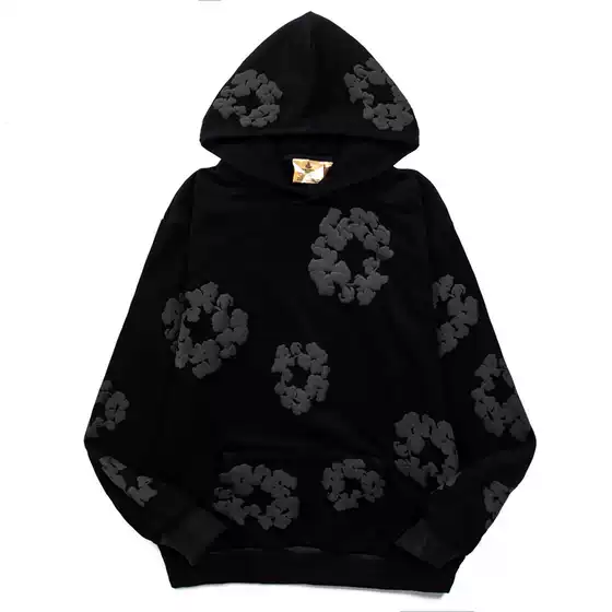 Kanye Men's and Women's Same Kapok Black Foam Print Hoodie Sweatshirt Terry Jacket