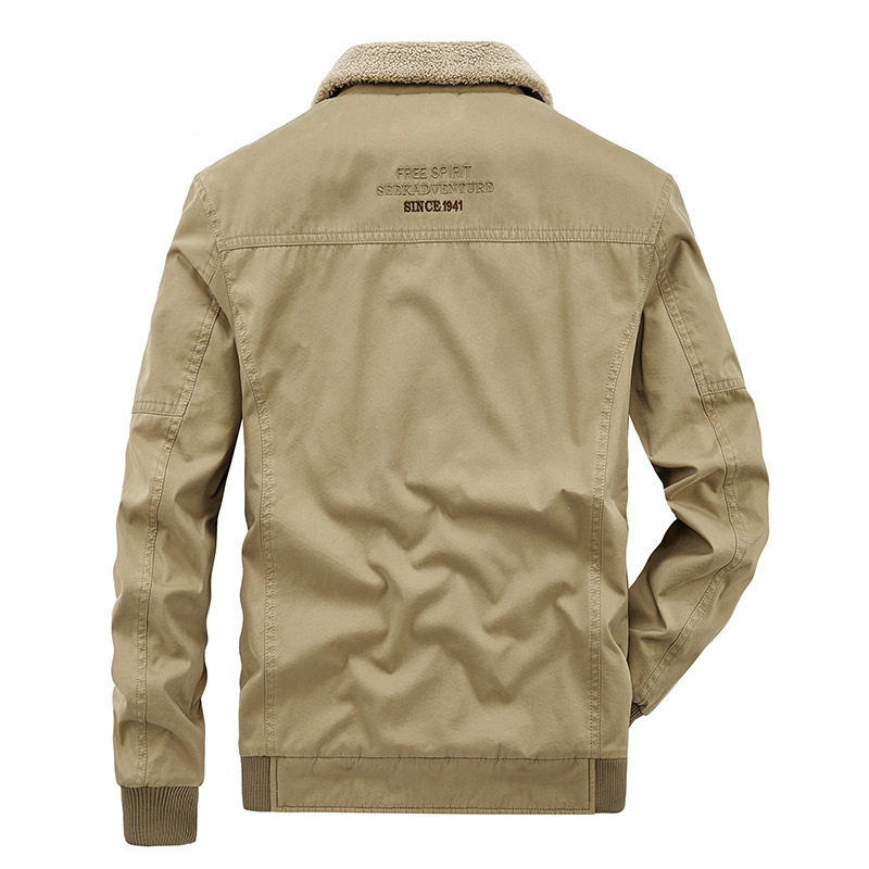 新款冬季男士棉衣外套翻领多口袋加绒加厚青中年休闲棉服2188