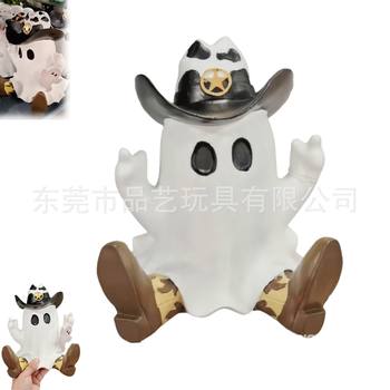 Cross-Border New Cowboy Ghost Statue Resin Crafts Ornaments Halloween Decorations Home Desktop Ornaments