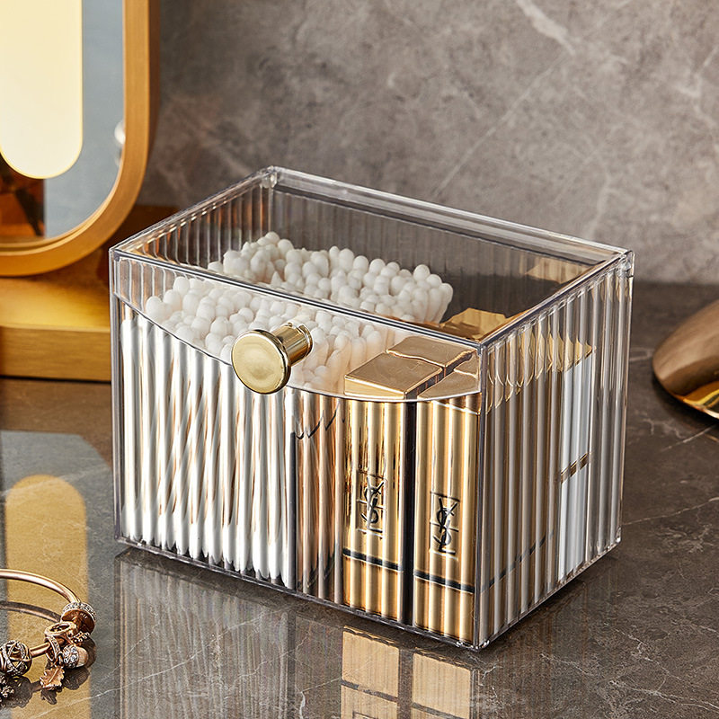 Cosmetic Cotton Pad Storage Box with Lid for Desktop, Toothpick Holder, Household Makeup Brush and Lipstick Organizer, Cosmetics Dressing Table