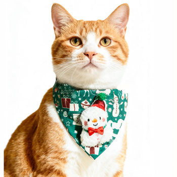 Cross-Border New Product Christmas Pet Triangle Scarf Santa Claus Dog Collar Cartoon Cat Neck Scarf Saliva Scarf