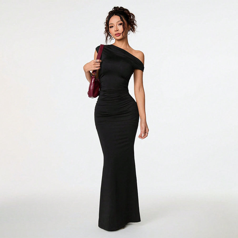 Summer Off Shoulder Black Evening Dress Elegant Sexy Celebrity Style Perfect for Parties and Formal Events