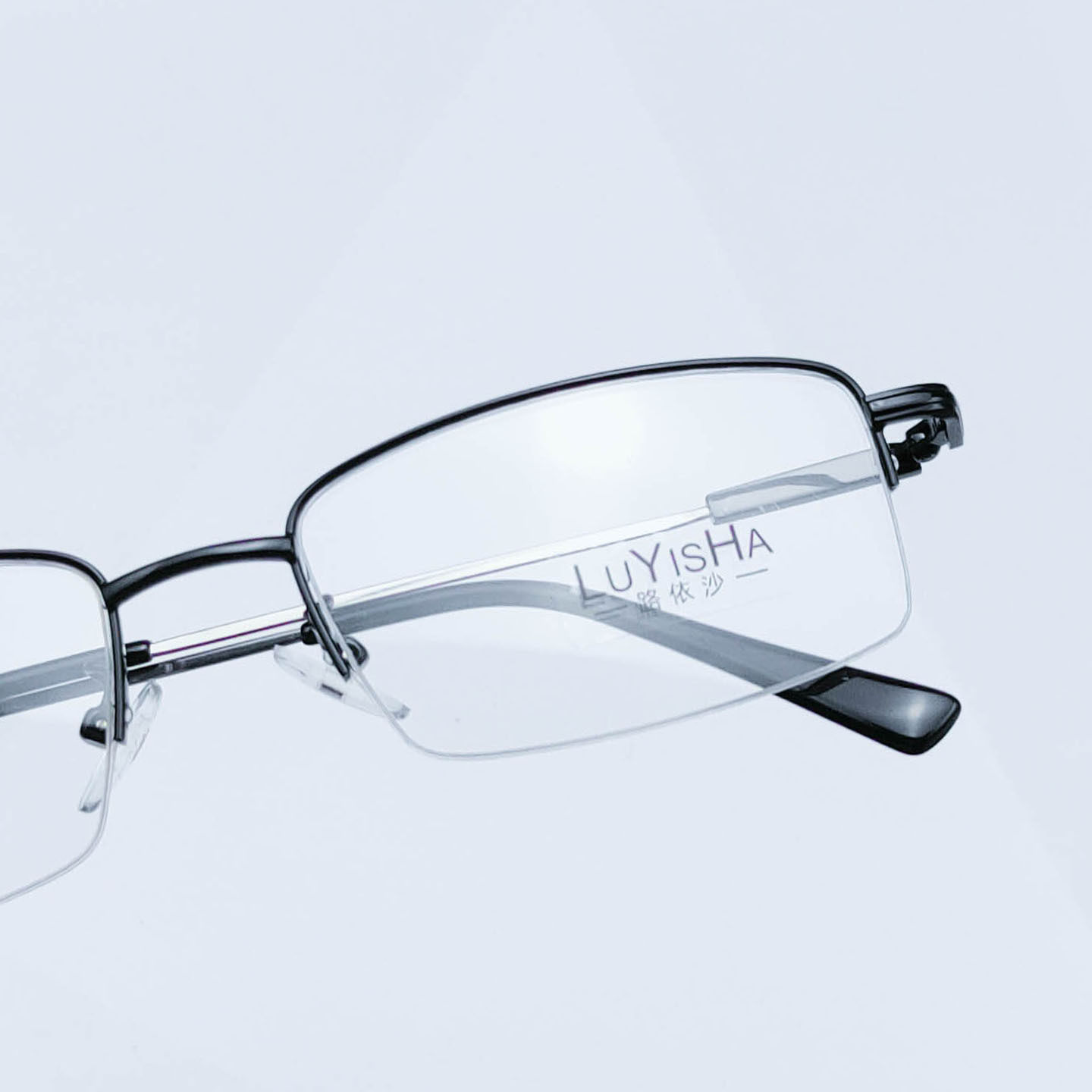 Glasses shop fast selling memory alloy business glasses frame wholesale square comfortable men's half frame brushed myopia frame