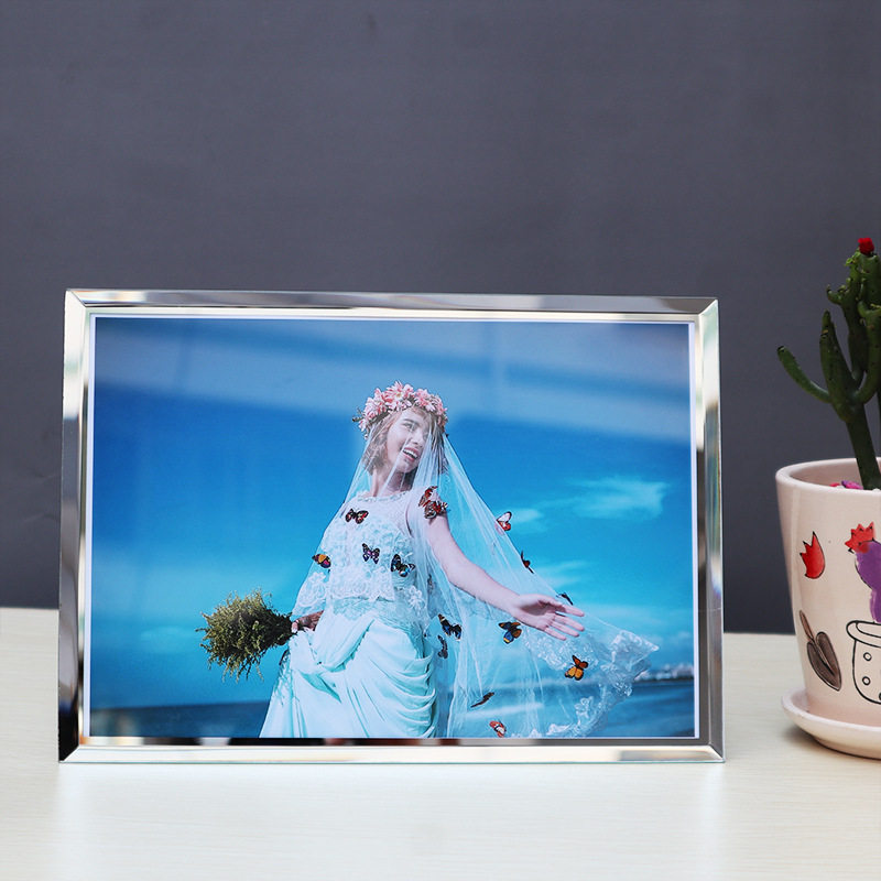 UnilAterAl ClAssy CrystAl GlAss Photo FrAme 6inch 7inch A4 Scenic AreA CertificAte Photo TAble Gift CommemorAtion