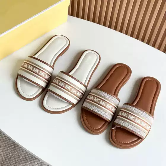 2025 New European & American Style Letter Embroidered Flat Women's Sandals, Fashion Casual Beach Slippers for Outdoor