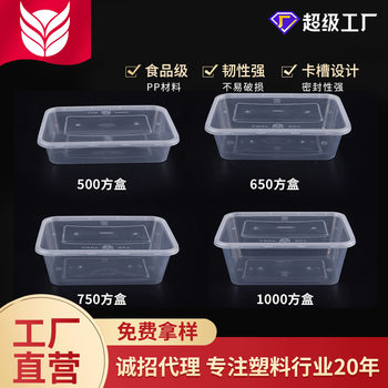 Disposable Lunch Box Rectangular Food-Grade Thickeneded Plastic Packaging Box Commercial Take-Out Lunch Box with Lid Square Box