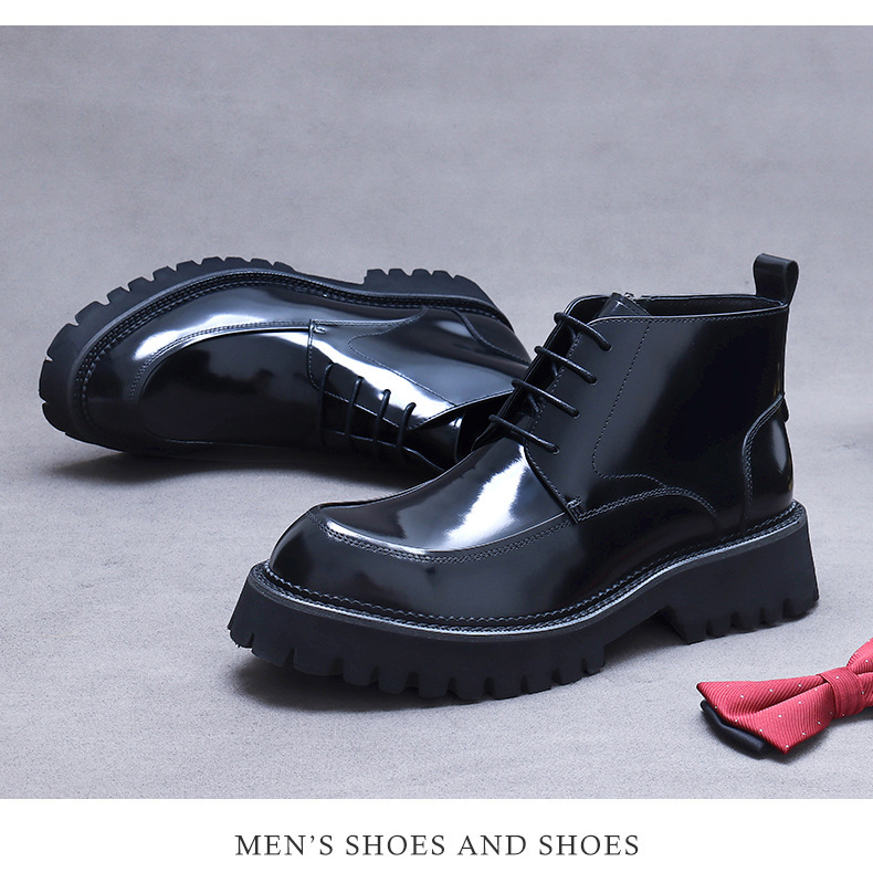 Giày boot nam da bò cổ thấp đế dày tôn dáng — Màu đen, Màu cà phê mẫu lót nhung, Màu đen mẫu lót nhung, Màu cà phê
