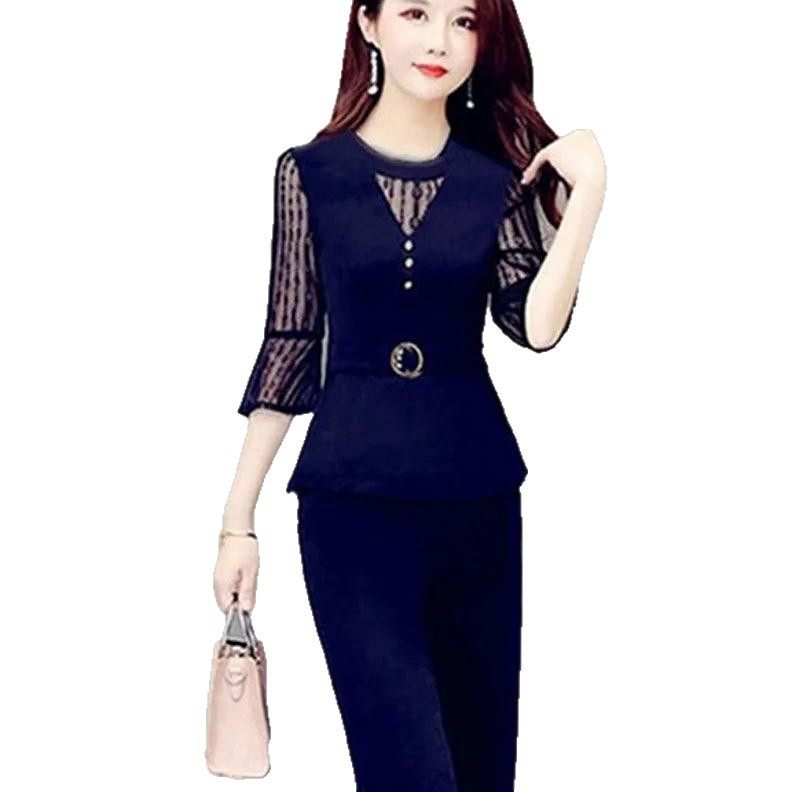 Fashion Suit for Women in Spring, Autumn and Summer New High-End Clothing for Short People, Slimming Look and Flesh-Covering Thin Two-Piece Women's Clothing