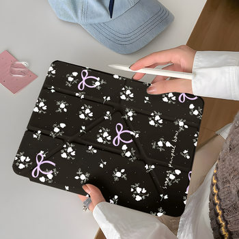 Black floral y fold ipad10/9/8 generation mini7 tablet air6/5 protective case pro11 inch a16 protective cover