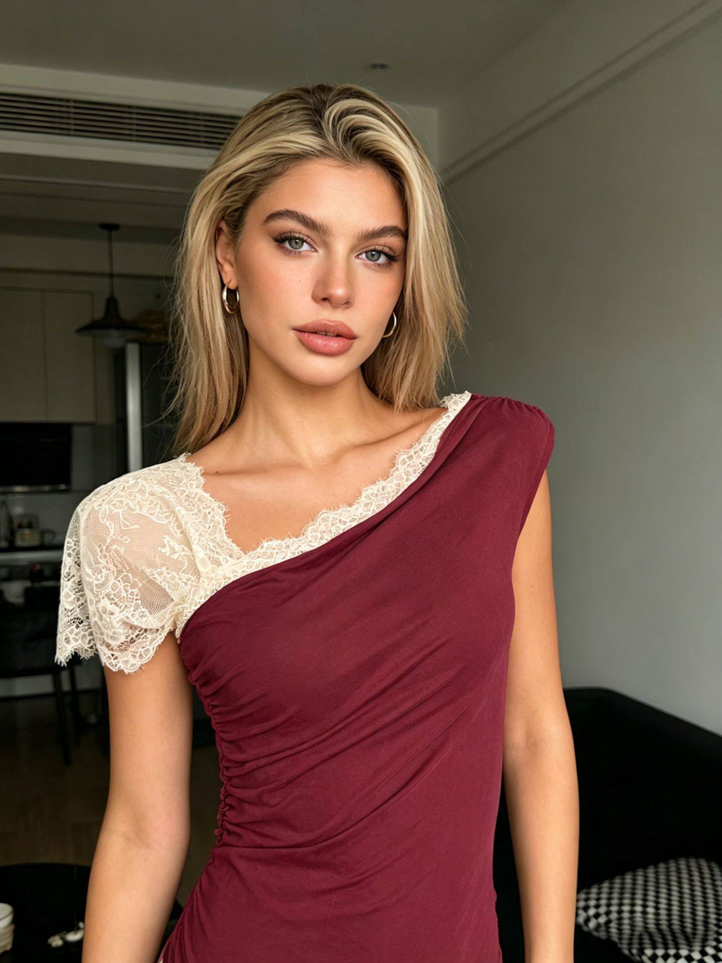 Summer Womens Lace Panel Off Shoulder Short Sleeve T Shirt Comfortable Fit Solid Color Casual Style Wholesale