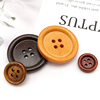 Wooden Buttons, Round Thin-Edged Four-Eye Clothing Accessories, Buttons, Decorative Accessories, Coats, Windbreakers, Jackets, Wooden Buttons