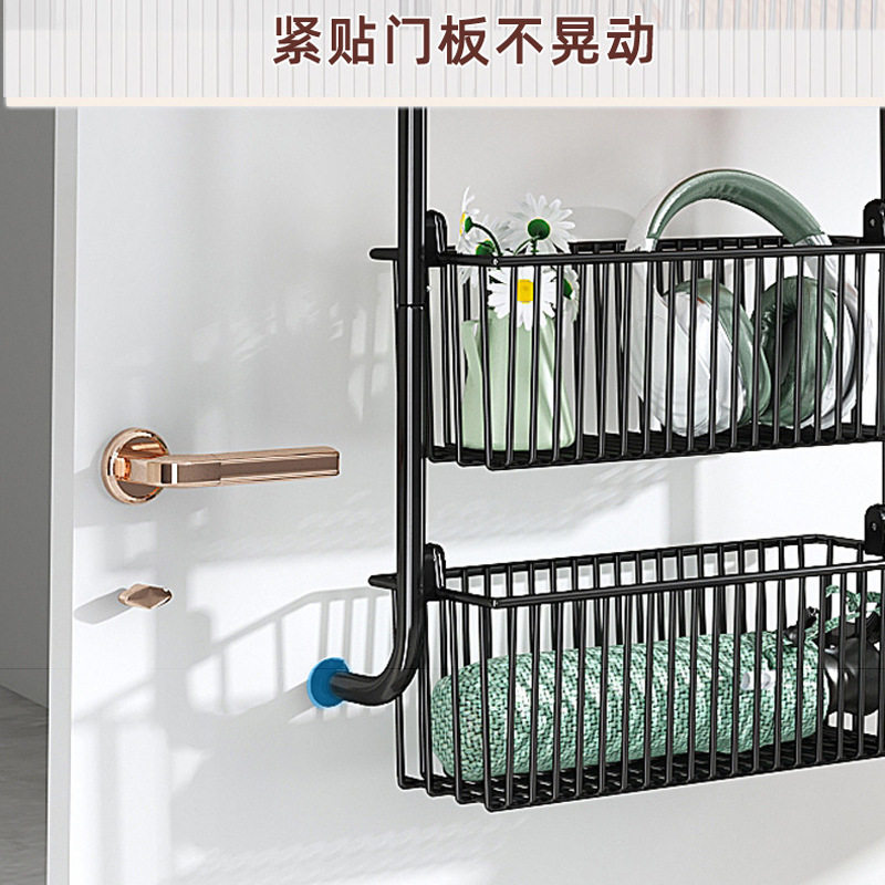 Door Food Storage Room Metal Storage Box Adjustable Cabinet Door Storage Rack Bathroom Door Storage Rack