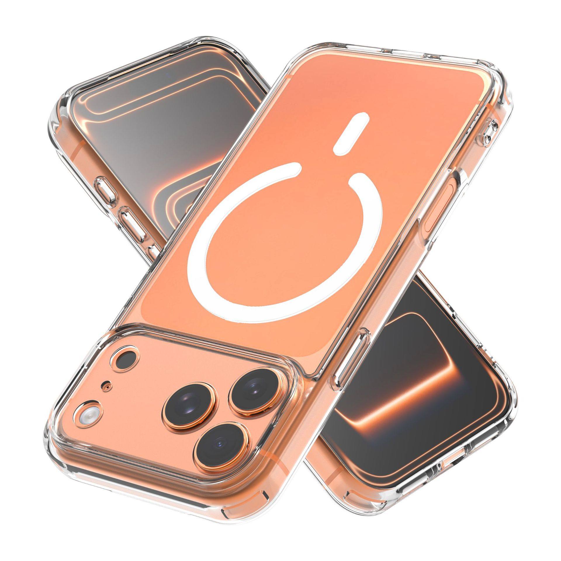 Suitable for Apple 17Promax Transparent Magnetic Phone Case Iphone16 Transparent Tup+Pc Two-In-One Protective Case