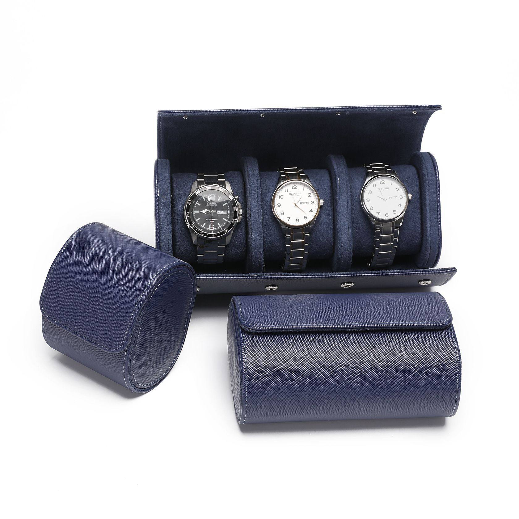 Spot Genuine Leather Texture Cross Pattern Pu Leather Watch Packaging Box 1 2 3 Watch Watch Watch Storage Box