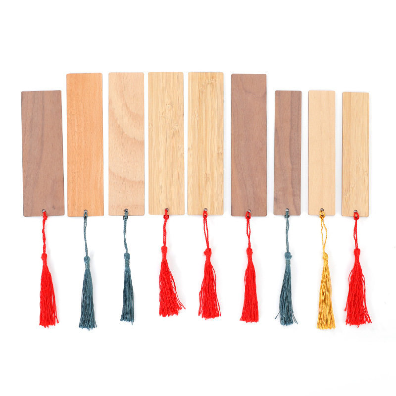 Bamboo Antique Bookmark Creative DIY Carving Wooden Craft Bookmark Polished Wooden Bookmark Square Blank Tag