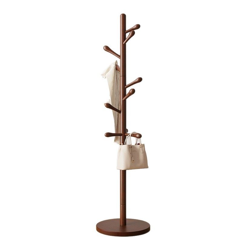 Solid Wood Clothes Rack, Floor-Standing Coat Rack, Bedroom Household Clothes Hanger, Simple Vertical Beech Wood Clothes Rod, Indoor Bag Rack