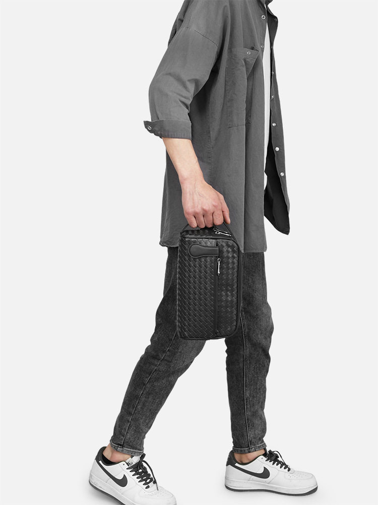 New Woven Double Zipper Clutch Trendy Men's Bag New Hand Bag Men's Large Capacity Cross-border One-Piece Hair