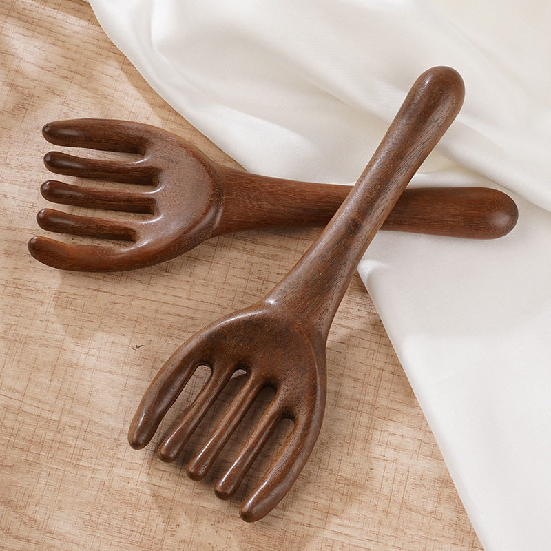 Natural Golden Sandalwood Extra Long Buddha Hand Meridian Massage Comb Thickeneded Five-Finger Shoulder, Neck, Head and Whole Body Relaxation Head Therapy