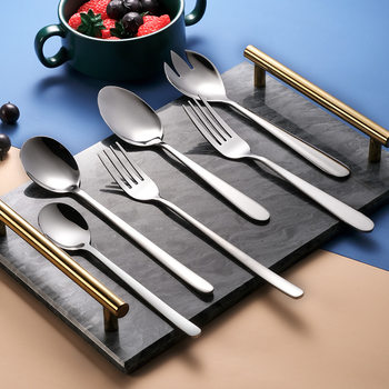 Processing and Customization of Western Tableware Knife, Fork and Spoon Set, Smooth Handle Stainless Steel Spoon, Fork, Steak Knife and Spoon, Export Quality