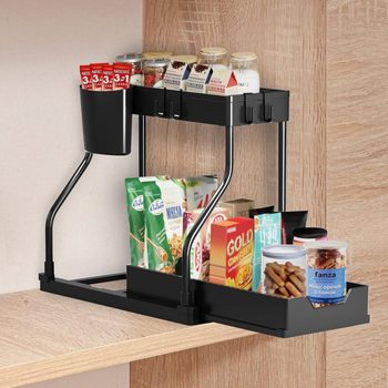 Multi-layer R-type Pull-out Household Kitchen Rack Bathroom Sink Layered Sundries Finishing Seasoning Storage Rack